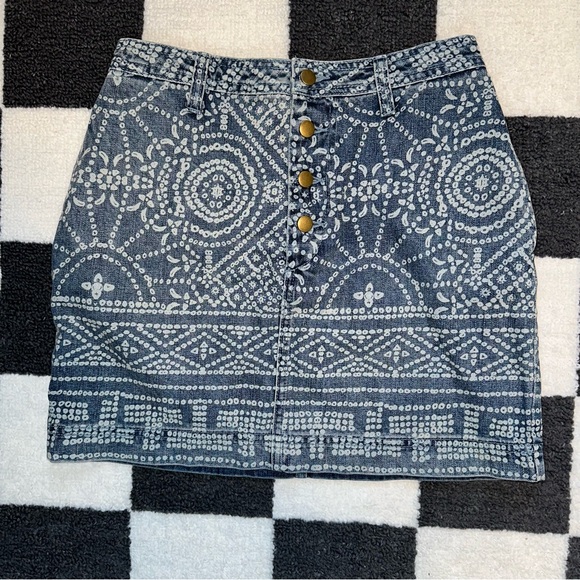 Free People Batik Print Denim Skirt - Picture 5 of 6